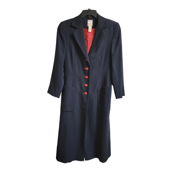 Mondi Business Womens Navy Long Button Up Blazer Jacket & Maxi Skirt Sz US 6/36 - Picture 2 of 10